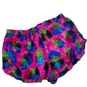 Royal 100% Silk pink blue green tie dye spotch shorts XL